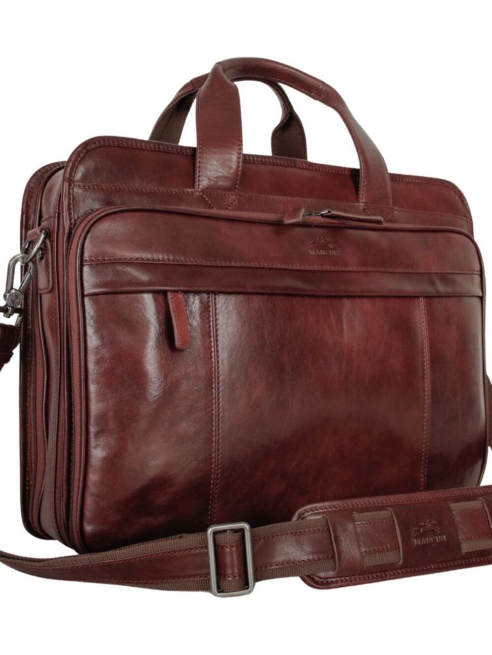 Mancini Pelle D’oro Double Compartment Top Zip 15.6” Laptop / Tablet Briefcase